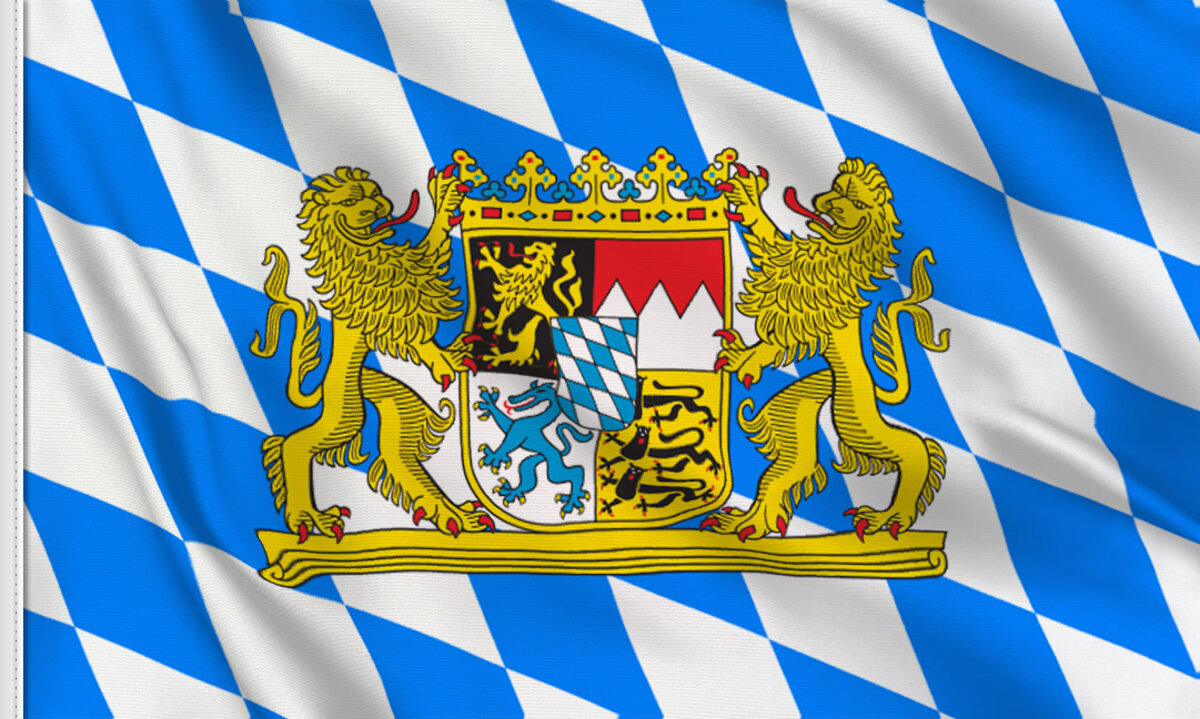 Baviera CON STEMMA BANDIERA 150 x 90 cm resistente alle intemperie bandiera occhielli esterno hissflagge NUOVO 