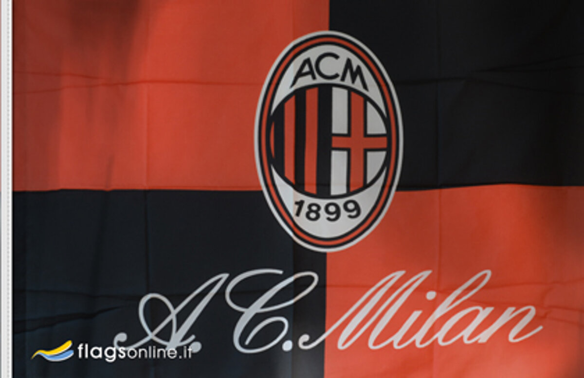 Bandiera Ufficiale AC Milan bianca in vendita | Bandiere.it