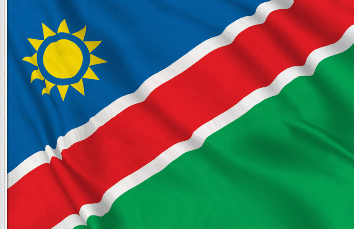 Bandiera Della Namibia In Polyestere 100%, Dimensioni 60x90 Cm. Marca Digni, Articolo 1679.