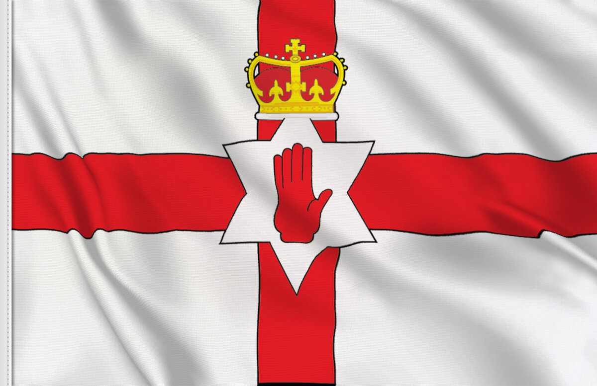 Patch Ricamata Termoadesiva Bandiera Irlanda Del Nord Ulster, 7 X 4,5 Cm, 100% Poliestere