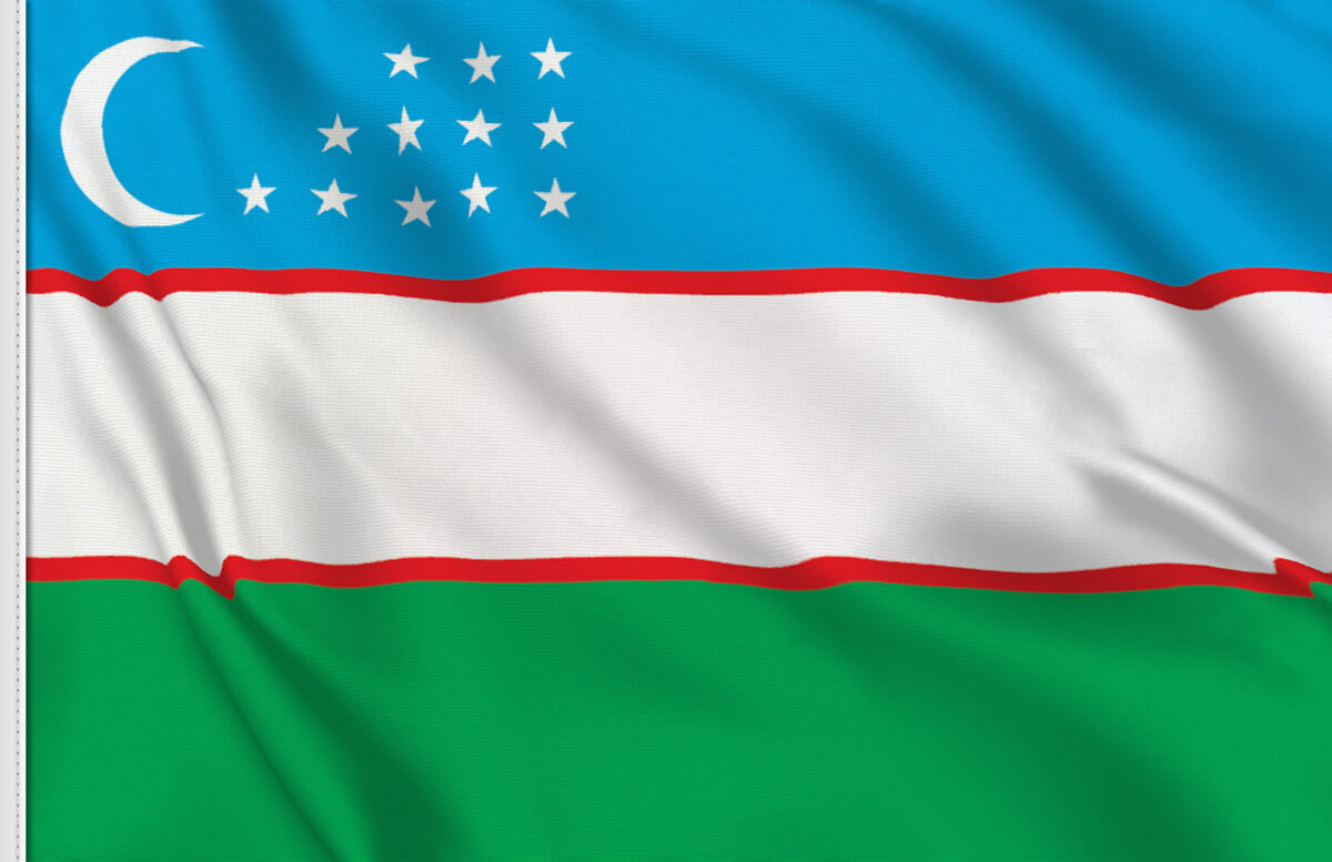 Bandiera Uzbekistan 20x30 Cm - Qualità Premium Tedesca In Poliestere, Con Cinghia E Passante