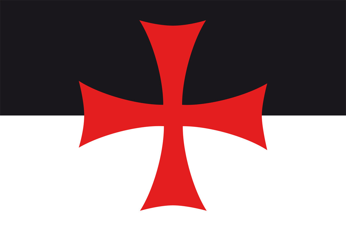 AZ FLAG Bandiera da Tavolo Ordine dei Cavalieri PORTASPADA 15x15cm Piccola BANDIERINA Cavalieri Templari 15 x 15 cm