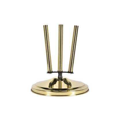 Base da interno a 3 posti in ottone dorato