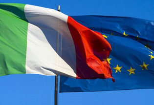 Bandiera Italiana e dell'Unione Europea