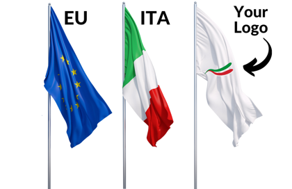 bandiere istituzionali. Set da 3 Italia, UE e Personalizzata