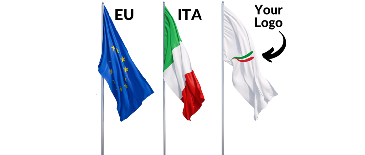 bandiere istituzionali. Set da 3 Italia, UE e Personalizzata