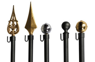 Aste per bandiera da esterno in alluminio anodizzato colore nero diametro 32 in un unico pezzo